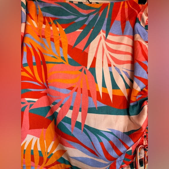 NWT Molly Bracken Roma Pink Sunset Retro Tropical Palm Tree Ruched Tie Skirt L - Picture 6 of 12